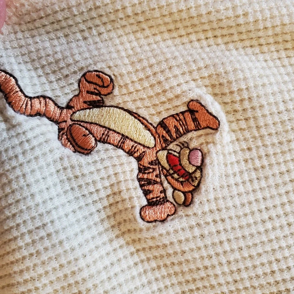 VTG Disney Tigger Yellow Thermal/Waffle Weave Baby Blanket 2003 Winnie The‎ Pooh